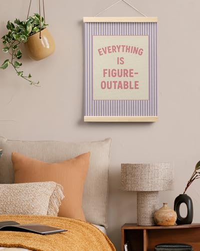 FGFK Everything Is Figureoutable Positive Affirmations Wall Art Poster Hanger Frame, Preppy Pink and Purple Inspirational Canvas Prints Framed Wall Decor for Office Classroom Home Bedroom, 12x16 Inch - color: Preppy Pink and Purple