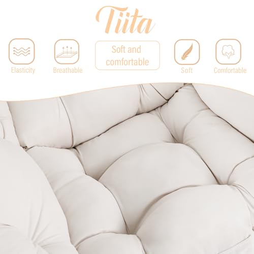 Tiita Lazy Chair with Ottoman, Beige Modern Large Accent Chair, Comfy Leisure Sofa Armchair with Ottoman, Reading Chair with Footrest for Bedroom, Living Room, Dorm Rooms, Beige - color: Peach Skin Beige