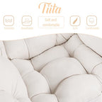 Tiita Lazy Chair with Ottoman, Beige Modern Large Accent Chair, Comfy Leisure Sofa Armchair with Ottoman, Reading Chair with Footrest for Bedroom, Living Room, Dorm Rooms, Beige - color: Peach Skin Beige