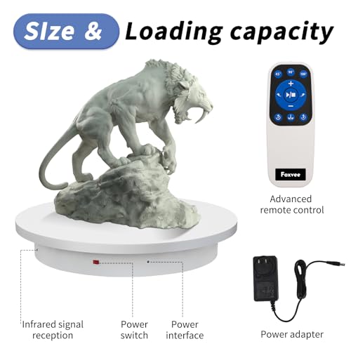 Remote-Controlled Motorized Electric Turntable,Heavy Duty Rotating Display Stand,Speed-adjustable Rotating Platform ,Multi-mode 360° Photography Turntable For 3D Scan,Photography(23.6in/White) - size: 23.64inch/White/500Lbs Load