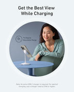Anker MagGo iPhone 17 MagSafe Charger Compatible Stand, 15W Fast Magnetic Wireless Charging Station, Qi2 Certified 360° Wireless Charger (White, with Cable) - color: White