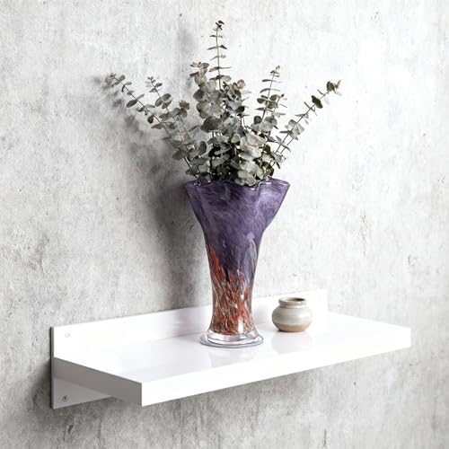 9.1H Murano Hand Blown Glass Vase, Ruffled Scalloped Rim Trumpet Shape, Wide Mouth Colorful Decorative Glass Vase, Sculptural Art Centerpiece for Living Room Table, Bathroom, Office Shelf (Red-Purple) - color: Red-purple