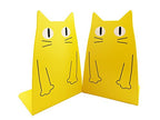 TOBSON Cute Cat Heavy Duty Bookend Nonskid Bookends Art Decoration,A Pairs(Yellow) - color: Yellow