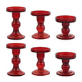 6-Piece Set of Red Glass Candlestick, Crystal Candlestick Holder Holder and Conical Candle, Christmas Candle Holder Decoration, Family Living Room Wedding Candle Holder (red2sets) - color: Red2sets