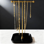 VROOMIUM Necklace Holder- Ceramic Base 1ft Height Jewelry Organizer Stand, Aesthetic Jewelry Hanger Display for Necklaces, Bracelets, Rings, Exhibidor de Collares-Mysterious Black - color: Sq. Lux Black