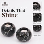 Marble Tealight Candle Holder 3.5-Inch Black Stone Votive Holder for Table Centerpieces & Earthy Aesthetic Decor, Candle Holder for Wedding Gifts for her - size: 3.5''