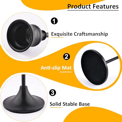 Metal Candle Holders for Candlesticks Taper Candlestick Holders Set Vintage Decorative Centerpiece Candelabra Tall Candle Stands (Matt Black, 1 Set (3 pcs)) - color: Matt Black, size: 1 Set (3 pcs)