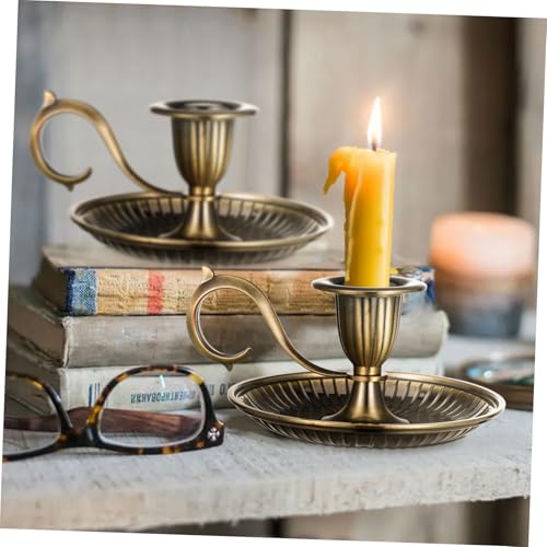 IMIKEYA Vintage Handheld Candlestick Holder Retro Candle Stand Handle for Home Unique Tabletop Centerpiece for Weddings Anniversaries and Special Occasions