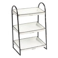 Creative Co-Op Heavily Distressed White 3-Tier Metal Tray with Black Frame & Rim - color: White