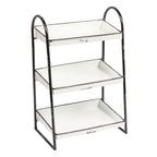 Creative Co-Op Heavily Distressed White 3-Tier Metal Tray with Black Frame & Rim - color: White