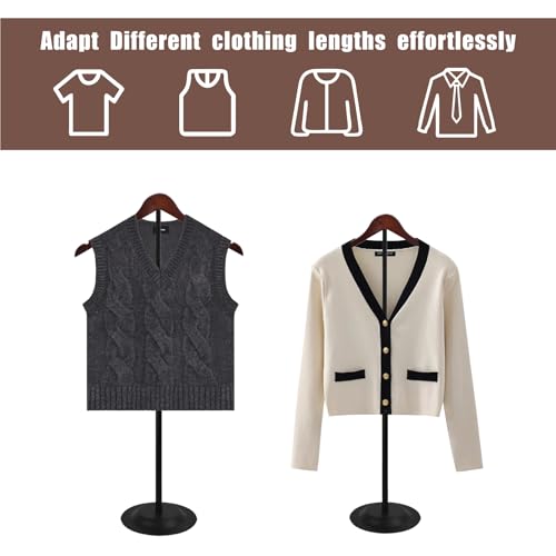 4 Pack T Shirt Display stand, Adjustable T shirt Shoulder Stand for Vendor Portable Hanging wooden Clothes Rack for Clothing Dress Jacket Coat Retail 17-31 Inch, Black - color: Black