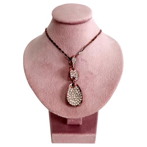 Mini Pendant Jewelry Display Stand Bust White PU Holder Black Velvet Mannequin Necklace Stand Wooden Portrait Model 12cm (Pink) - color: Pink