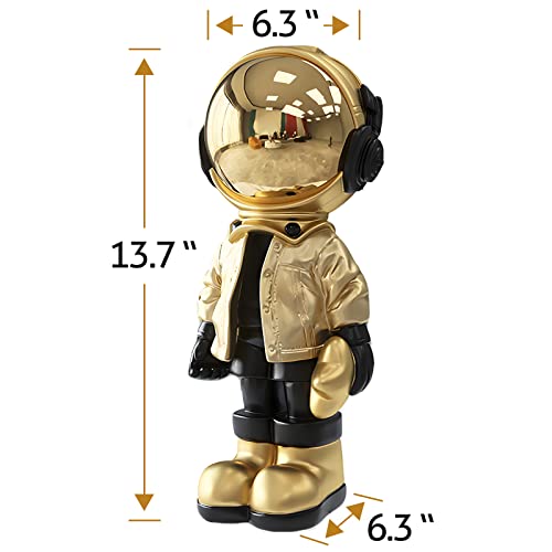 Dosker Astronaut Statues Spaceman Sculpture Polyresin Arts Gifts Gold Figurine Ornament Room Decor for Men,Home and Crafts Desktop Accessories Tabletop Decoration, Living Room, Office, Bookshelf - color: Gold, size: Large