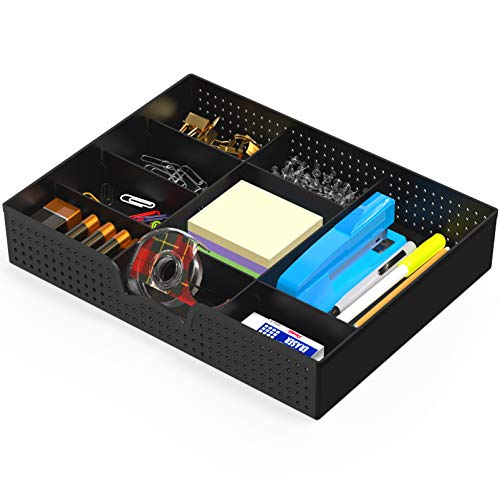 Simple Houseware Drawer Organizer Tray with 9 Adjustable Compartments, Black - color: Black, size: 1 Pack