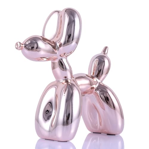 Balloon Dog Sculpture Modern Home Decor Collectible Figurines Funky Statues for Bedroom Trendy Animal Decor for Coffee Table Living Room Decor, 9.8*9.8*3.5inch, Pink - color: Pink, size: 9.8*9.8*3.5inch