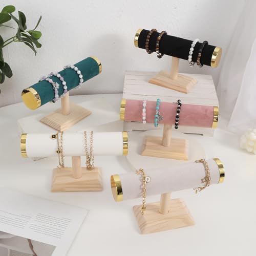 Wooden Watches Display tower Base Watch Necklace Bracelet Organizer Rack Bangle Scrunchie Headband Showcase tower (Velvet Round Black, 1-tiered) - color: Round Velvet Black