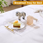 11"x14" Clear Acrylic Serving Tray with Golden Handles, Sturdy Huge Capacity Acrylic Tray for Coffee, Juice, Kitchen and Desk Organizer (11"x14") - size: 14" x 11" x 2"