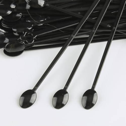150 Pcs Black Spoon Shaped False Nail Swatch Sticks Nails Art Polish Practice Display Tips Acrylic Nail Sample Sticks With Metal Split Ring Nails tech Supplies for Home or Salon Use - color: Black Spoon Shaped