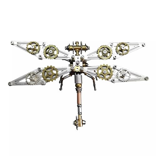 Mechanical Metal DIY 3D Dragonfly Model Insect Brass Puzzle Steampunk Electric Mechanical, Assembly DIY Gift Craft Hobby for Men (Dragonfly B) - style: Dragonfly B
