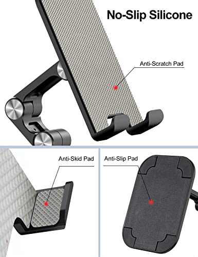 OCYCLONE Phone Stand, Adjustable Height and Angle Foldable Cell Phone Stand Holder for Desk, Taller iPhone Stand Compatible with 4.7"-13" Smartphones iPad Tablet, Black - color: Black