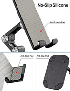 OCYCLONE Phone Stand, Adjustable Height and Angle Foldable Cell Phone Stand Holder for Desk, Taller iPhone Stand Compatible with 4.7"-13" Smartphones iPad Tablet, Black - color: Black