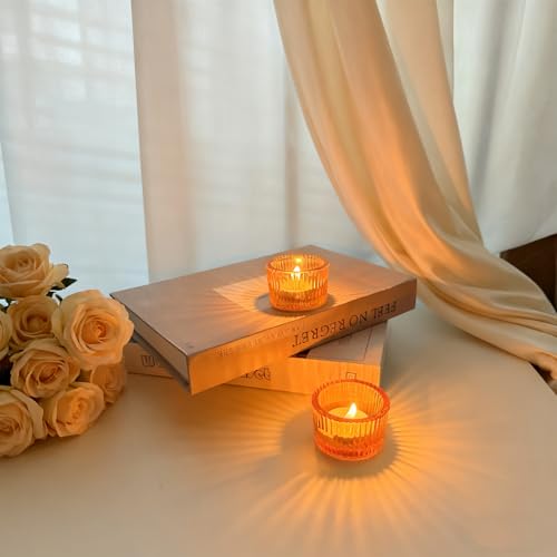 2pcs Tea Light Candle Holders Glass Votive Candle Holders Table Centerpiece for Wedding Birthday Home Decor (Gold) - color: Gold