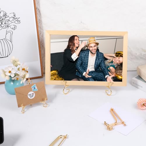 12 Pcs 3 Size Gold Iron Plate Stands for Display, 4" 6" 8" Decorative Metal Plate Holders Display Stand Gold Easel Stands for Photo, Frame, Book, Card, Plaque, Bowl, Picture