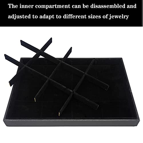 Large Velvet Jewelry Tray, Drawer Organizer for Jewelry in Dresser, Stackable Jewelry Drawer Organizer Inserts for Earring Necklace Bracelet Rings(Black,12grid) - color: Black, size: 12grid