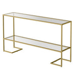 Cozy Castle 52" Entryway Table, 2-Tier Narrow Console Table with Tempered Glass & Sturdy Metal Frame, Modern Sofa Table with Storage Shelves for Entryway, Hallway, Foyer, Living Room, Gold - color: Gold Metal Frame