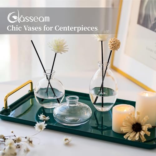 Glass Bud Vase for Centerpieces: 12Pcs Glasseam Clear Mini Small Vases for Flowers Bulk Flower Vase Set Aesthetic Cute Handmade Tiny Short Wedding Table Centerpiece Decor - color: Clear, size: 4 Sets