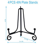 HENABLE 4PCS Premium Black Iron Plate Stands for Display 4 Inch, Decorative Solid Metal Plate Holders for Displaying, Mini Easel, Frame, Book, Card, Plaque, Bowl, Picture Stands for Display - size: 4PCS 4IN