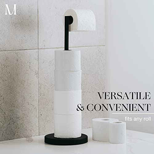 Marmolux Acc - Free Standing Toilet Paper Holder 1pc - Bathroom Storage for 4 Rolls of Tissue Modern Stainless Steel Matte Black Toilet Paper Holder. - Tp Holder Stand - color: Matte Black