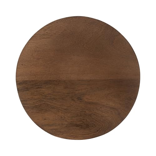 Kate and Laurel Reid Modern Wooden Ribbed Drink Table; 10 x 10 x 22; Walnut Brown; Solid Wood Mini Table for Use as Pedestal Plant Stand Indoors or Small Nightstand Option - color: Walnut Brown