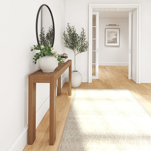 Plank+Beam Modern Solid Wood Console Table, 56 Inch, Sofa Table, Narrow Entryway Table for Hallway, Behind the Couch, Living Room, Foyer, Easy Assembly, Pecan - color: Pecan, size: 56 Inch