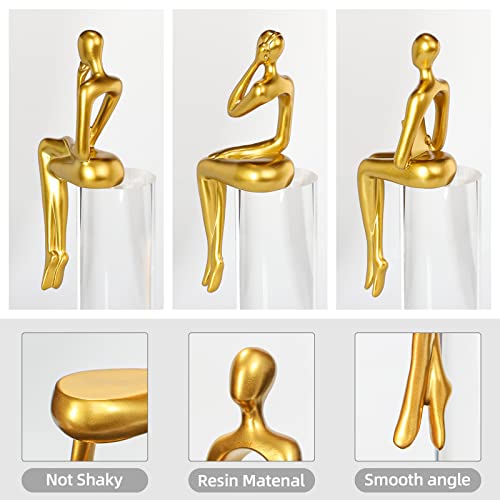 BMLCGJ Thinker Statue Gold Decor Abstract Art Sculpture, Golden Resin Collectible Figurines for Home Living Room Office Shelf Decoration,Great Gifts Ideas (Sitting Posture-Gold) - color: Sitting Posture--gold