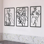 CHENGU 3 Pieces Metal Minimalist Abstract Woman Wall Art Line Drawing Wall Art Decor Single Line Female Home Hanging for Kitchen Bathroom Living Room - style: Lovely Style