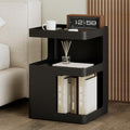Modern Side Table,Small end Tables for Small Spaces,Black Metal nightstand,Bedside Tables,Accent Table with Storage for Couch, Bedroom,Living Room.No Assembly Required - color: Black-mo