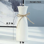 Boho Ceramic Vase with Rope, 8.2" H, Rustic Flower Vase Classic Style for Dried Flowers Fresh Flowers, Fit for Fireplace Bedroom Kitchen Living Room Centerpieces Office Desk - color: White-1