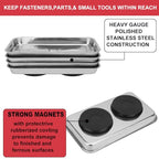 5 PCS Magnetic Trays, 9.4X5.5x1.4Inch, Magnet Tool Tray, Magnetic Parts Tray, silvery, by GENHAKON - size: 5 PCS Rectangle Silver
