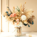 Luxury Floral Arrangement with Vase - Pampas Grass & Artificial Flowers for Kitchen Island, High End Centerpiece Decor, Coffee Table & Dining Table, Farmhouse Boho Home Decor with Dried Flowers - size: high end bouquet in vase