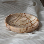 Natural Marble Travertine Ring Dish Jewelry Tray 5.5" for Women, Marble Trinket Dish for Key Earring Nightstand, Mother's Day Engagement Birthday Gift - Pink Marble - color: Pink Marble