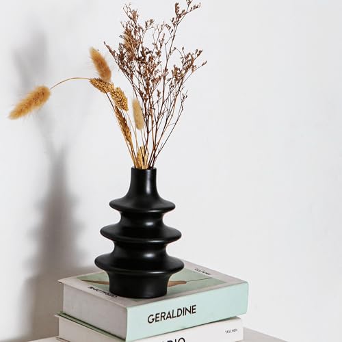 Modern Ceramic Vase Set, Small Matte Black Vases for Home Decor, Minimalist Vase for Entryway, Living Room Decoration, Table Centerpieces - color: 5 Matte Black Vase
