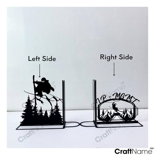 Sports Themed Metal Bookends, Book Ends for Shelves, Office Desk, Cookbook Stand, CD Holder, Magazine Holder for Office Organization, Housewarming Gifts New Home (Snow Skiing Design) - color: Snow Skiing Design