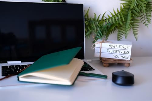 RUKEJUNE Farmhouse Wooden Office Desk Decor - Cute Decorative Books for Shelf Decoration - Inspirational Gifts for Women Men - Never Forget The Difference You Make Sign - color: Never Forget The Difference