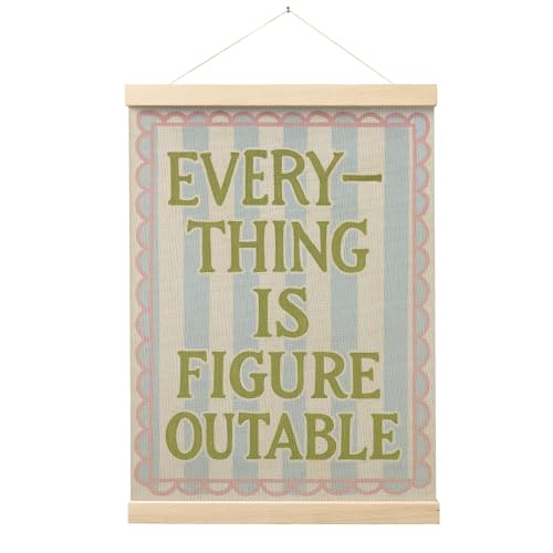 FGFK Everything Is Figureoutable Wall Art Poster Hanger Frame, Motivational Office Decor, Dopamine Positive Affirmations Canvas Prints Framed Wall Decor for Girls Bedroom College Dorm, 12x16 Inch - color: Girly Pink and blue