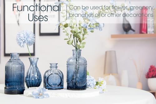 TBWIND 12Pcs Blue Glass Bud Vases Set, Small Vases for Flowers, Perfect for Centerpieces at Parties, Baby Showers, Weddings, Events, Graduation Season, Great Gifts for Office & Home Décor - color: 12pcs-blue