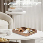 Acacia Wood Serving Tray with Handles, 17x13 Inch Ottoman Tray for Coffee Table,Candle Display,Breakfast in Bed, Large Wooden Decorative Tray with Non-Slip Pads, for Kitchen, Dining, Home Decor