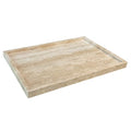 Travertine Stone Tray for Coffee Table, 12 x 8 inch Rectangle Marble Vanity Tray for Bathroom Countertop, Decorative Dish for Perfume Jewelry (Beige Travertine)
