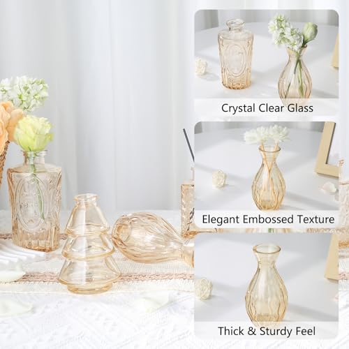 RUCKACE Bud Vases in Bulk 22 Gold Glass Small Vases Flower Vase for Centerpiece Table Wedding Decorations Home Decor Party - style: Gold 22 Pack
