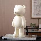 Bear Sculpture Statue Animal Figurine Gift Home Decor Modern Art for Living Room Bedroom Polyresin White 12 Inch